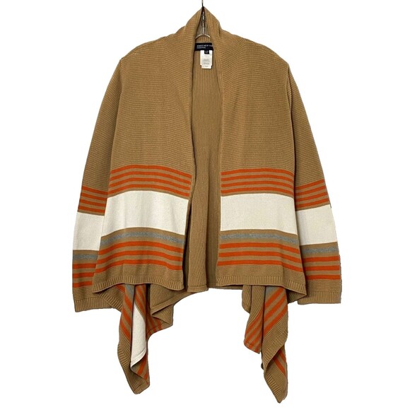 Jones New York Waterfall Cardigan Sweater Women XL Multi Stripes Open Front Read - Picture 1 of 11